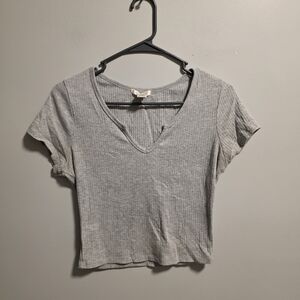 Bozzolo Light Gray Ribbed Crop Top